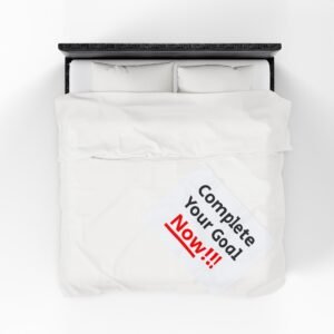 Complete Your Goal Now!!! Velveteen Blanket | Motivational Text, Red Accent (Design#72)