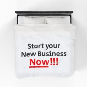 Start your New Business Now!!! Velveteen Blanket | Motivational Text, Red Accent (Design#20)